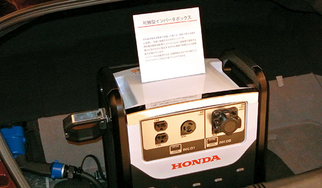 写真6 燃料電池自動車から家庭への電源供給を行うことが可能な「可搬型インバーターボックス」