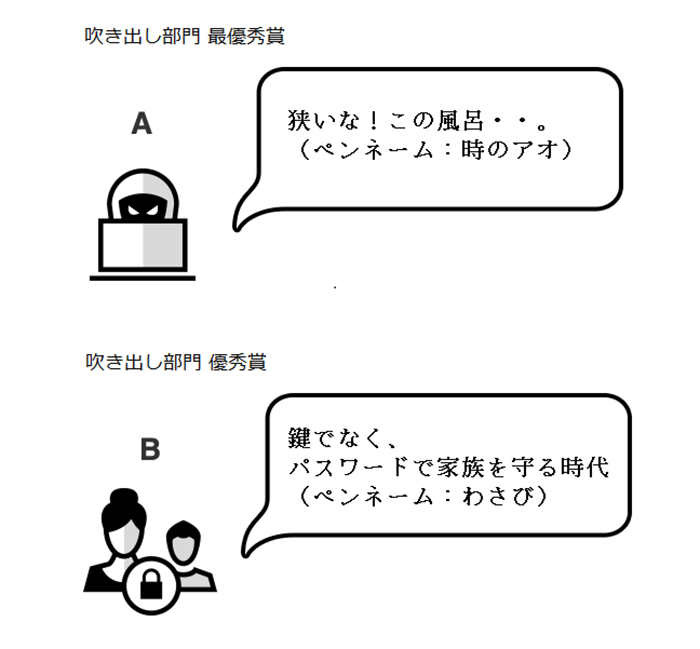 図　吹き出し部門の最優秀賞作品と優秀賞作品